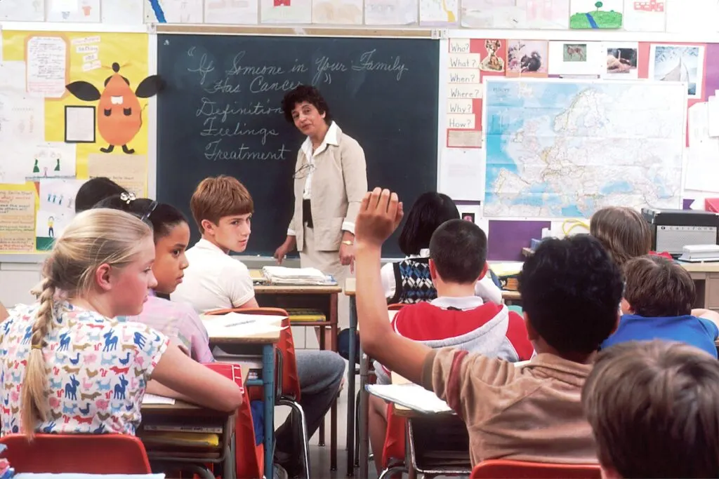 Child Raising Hand in Classroom